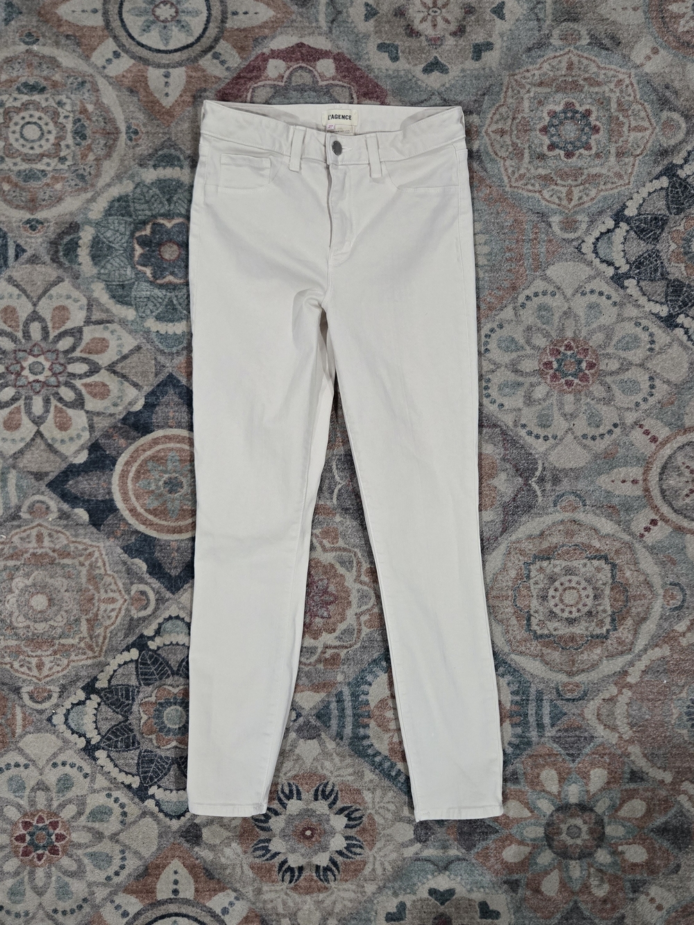 L'AGENCE Margot High Rise Cream Skinny Ankle Minimalist Denim Jeans 27
